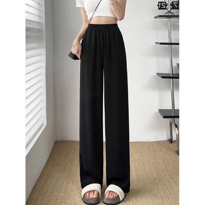 Summer wide-leg pants women's thin versatile high-waisted casual floor-mopping pants drape and thin straight suit pants
