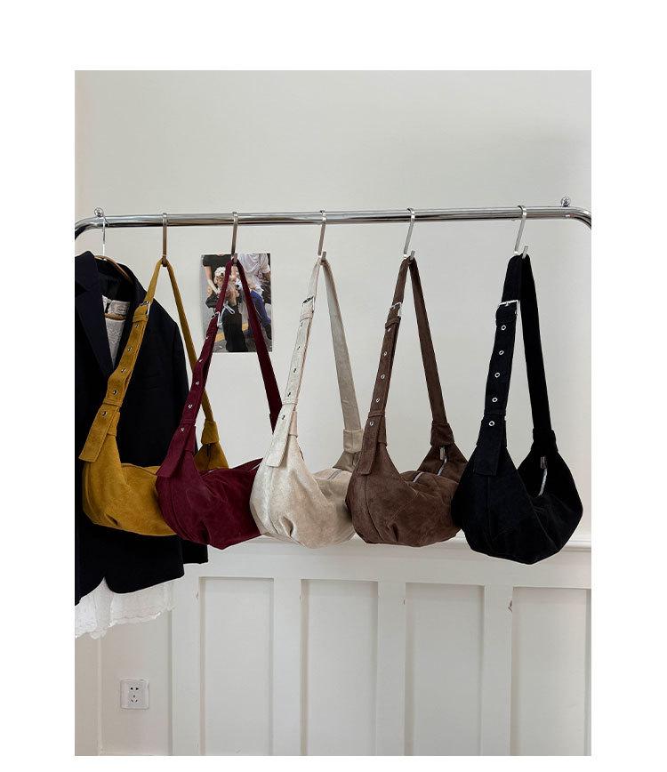 Vintage zamszowa torba Croissant 2025: Stylowa, Wszechstronna Torba na Ramię o Dużej Pojemności