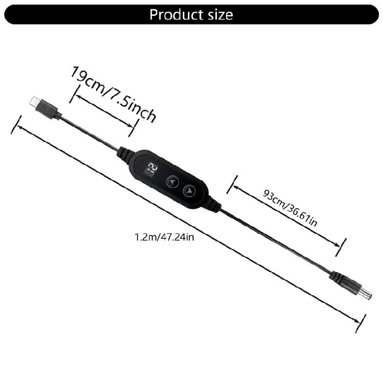 120cm PD65W Adapter Line Type C to DC5.5x2.1mm Power Cable Output Adjustable Voltages Fast Charging 5V/9V/12V/15V/20V
