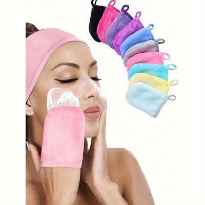 Ladies' Cleansing Makeup Removal Gloves, Water-Based Facial Cleansing Finger Sleeves, Washable Facial Makeup Removal Gloves, Ultra-Fine Microfiber