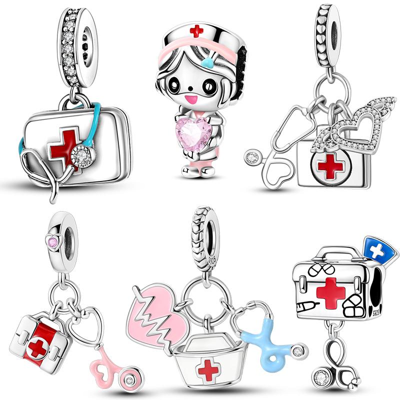 925 Silver Charms Doctor Medical Kit Pendant Nurse Bead Fit Bracelet For Women DIY Jewelry Gift