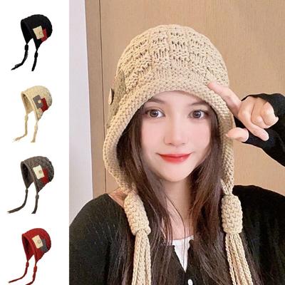 Keep Warm Crochet Lei Feng Hat Harajuku Designed Pullover Hat Kawaii Ear Protection Hat  Outdoor