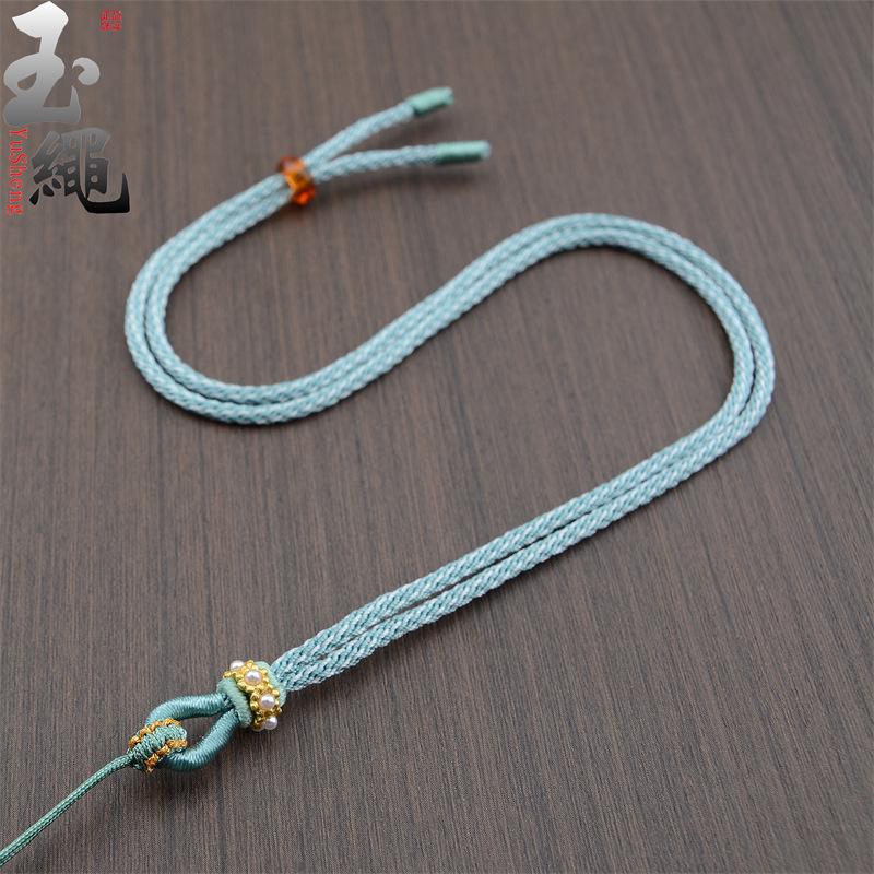 Hand-Woven Jade Pendant Necklace with Golden Pixiu for Men and Women