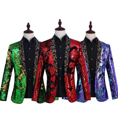 Halloween Men Coat Exquisite Embroidery Slim Irregular Bottom Vintage Jacket for Performance