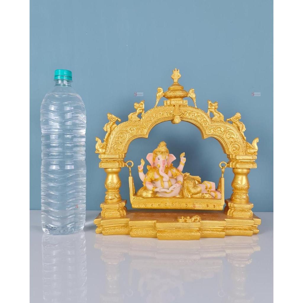 1 Pc Shree Ganesh Ji Sitting On Jhula Idol -Decorative Lord Ganesha Statue & Idols for Home Decor,Office, and Pooja,