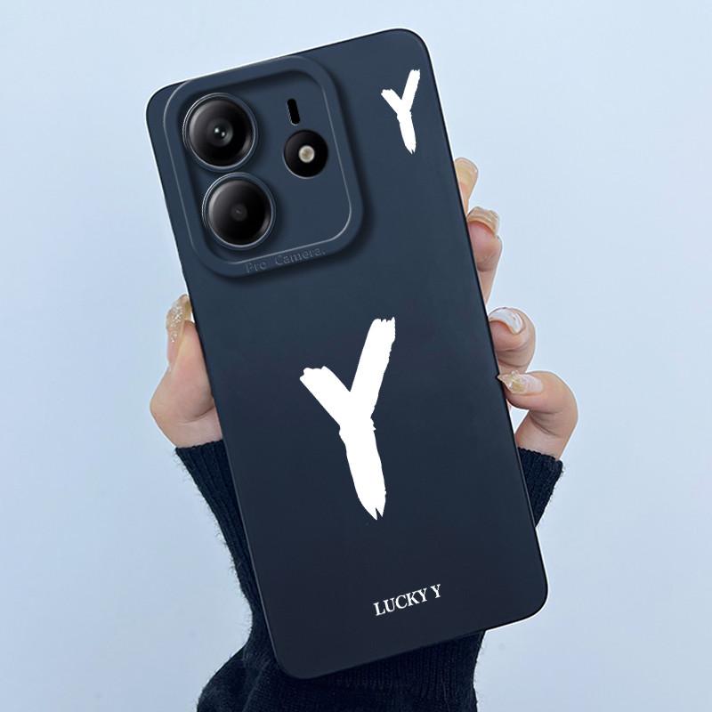For Xiaomi Redmi Note 14 5G Cover Case Lucky Initial Letter Couple Silicone Soft Matte Phone Bumper for Redmi Note14 5G Casing