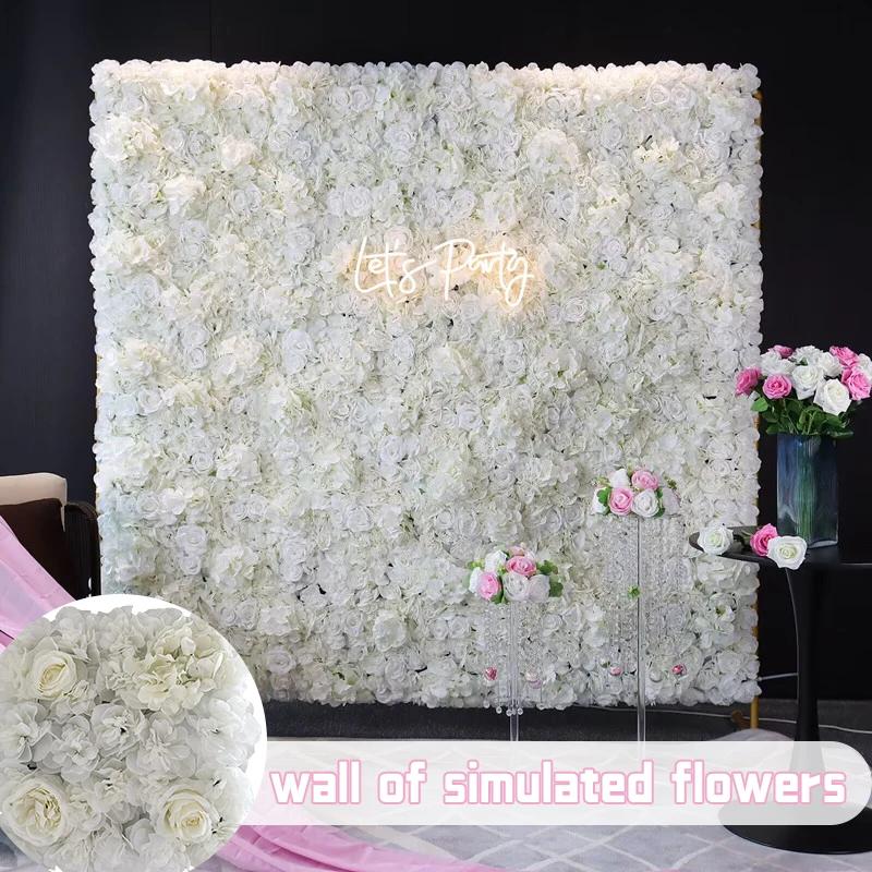 35x35cm Color Artificial Rose Flower Wall Panels Faux Rose Flower Row Stage Backdrop Layout Wedding Proposal Party Home Decor