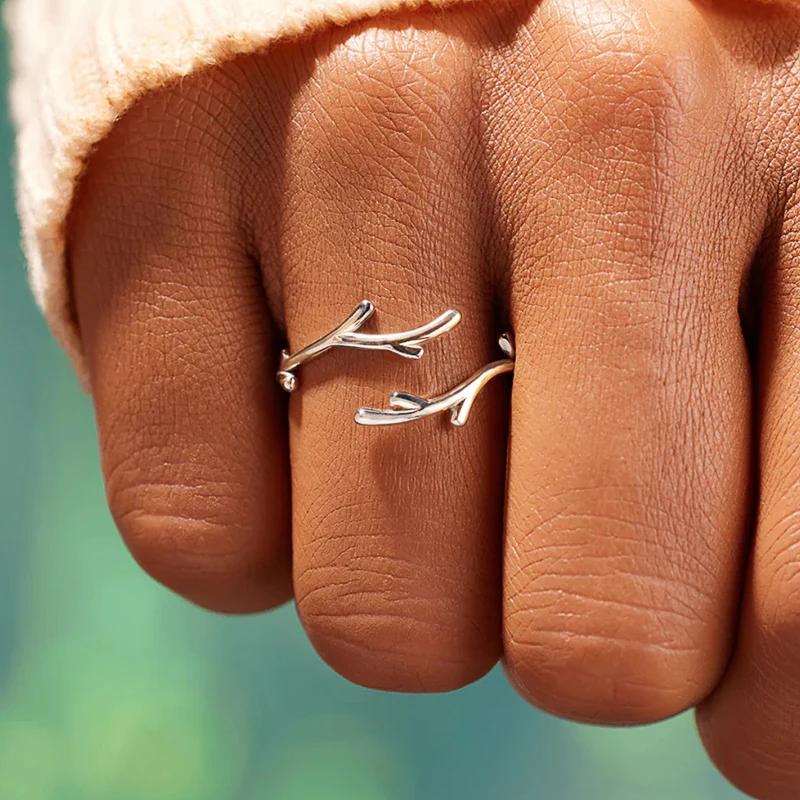 Huitan Elegant Branch Women Opening Ring Fresh Style Party Daily CopperColor Metal Fancy Accessories Trendy Versatile Jewelry