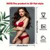 Metal Wall Art Decor, Red Lingerie Woman Sign, Durable Iron Wall Hanging for Bedroom Bar Cafe, Easy Mount Modern 2D Flat Christm
