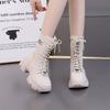 Leather thick-soled Martin boots women's autumn and winter fashion medium boots soft-soled lightweight velvet cotton boots