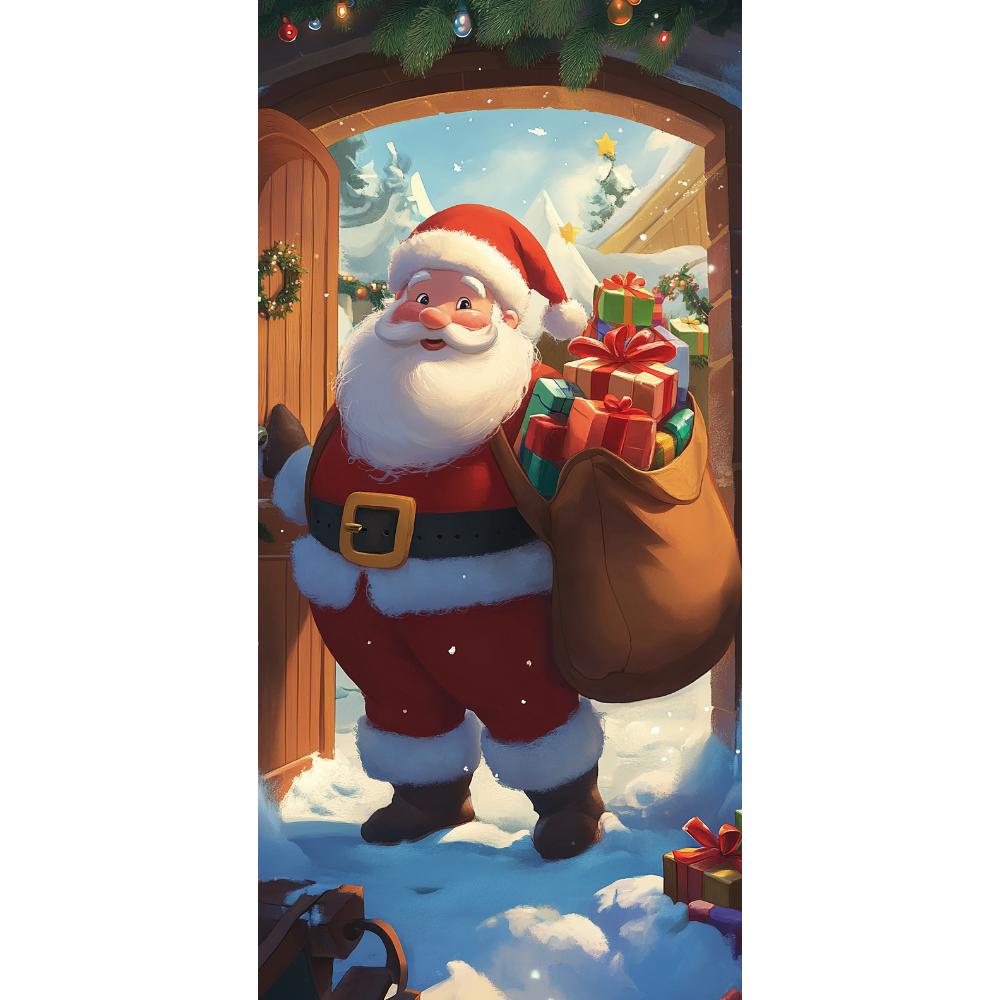 Merry Christmas Snowman Santa Claus Door Cover Banner Christmas Hanging Decor for Holiday Season Party