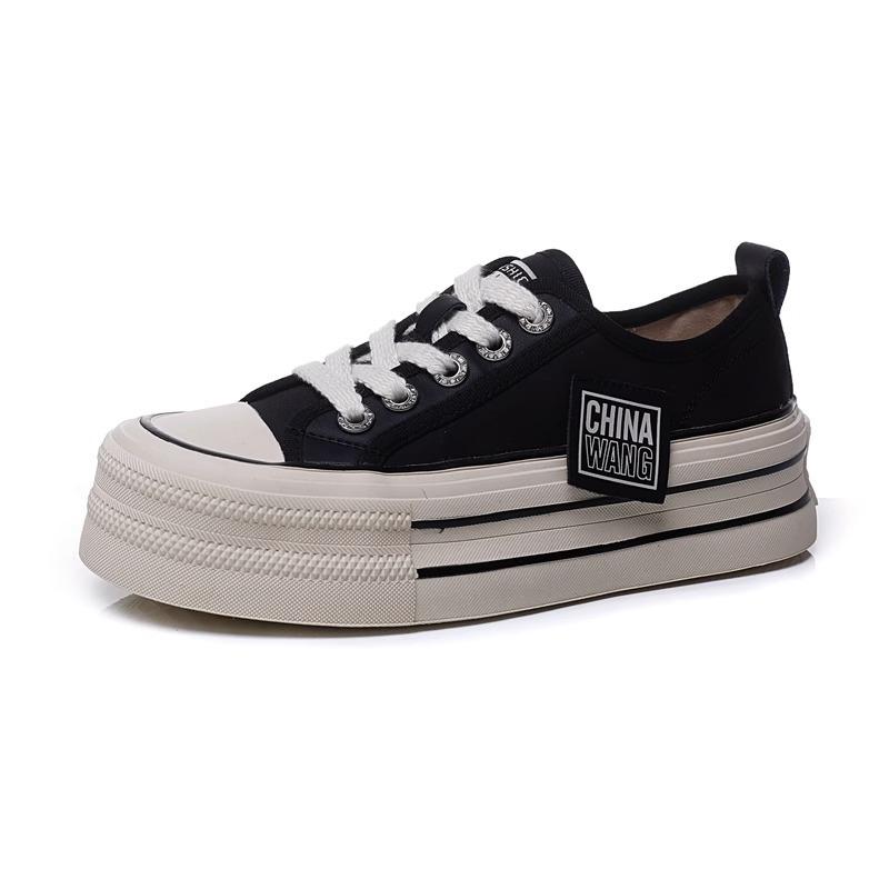 Platform canvas shoes women's 2025 spring and summer new height increase student versatile explosion casual little white shoes sports board shoes