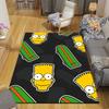 Bart Simpson Flannel Printed Carpet, Home Sofa Decoration for Living Room & Bedroom, Non‑Slip Play Flannel Floor Mat for Game Room