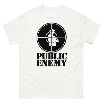 T-Shirt Hip Hop Public Enemy Logo Bersaglio Scuro Rap Vintage Streetwear