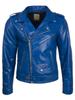 Men's Genuine Leather Biker Jacket (N2KG) - Electric Blue