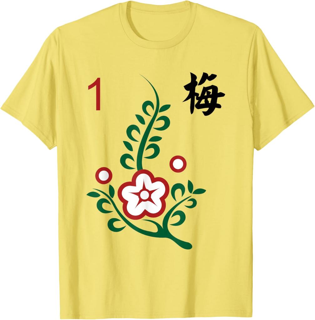 Mahjong One of Bamboo Plum Blossom Character Graphic TShirt Short Sleeve Crew Neck Cotton Tee