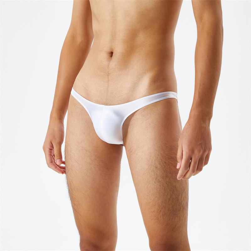 Satin Swimwear Mens Swimsuit Glossy Silk Bulge Pouch String Thongs Mini Bikini Bottom Underwear Low Waist Swimwear Bath Panties