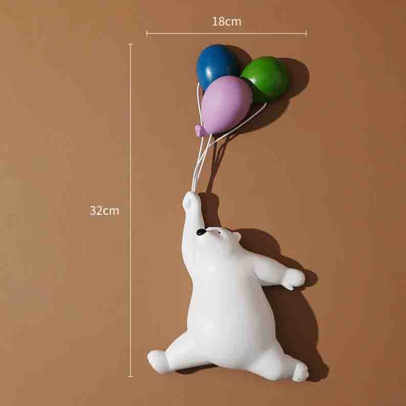 Modern Cute Multi Gesture Balloon Rabbit Bear Resin Statues Ornaments Children Room Accessories Home Cafe Desktop Figurine Decor