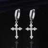 Classic European and American Zircon Inlaid Cross Drop Earrings for Women