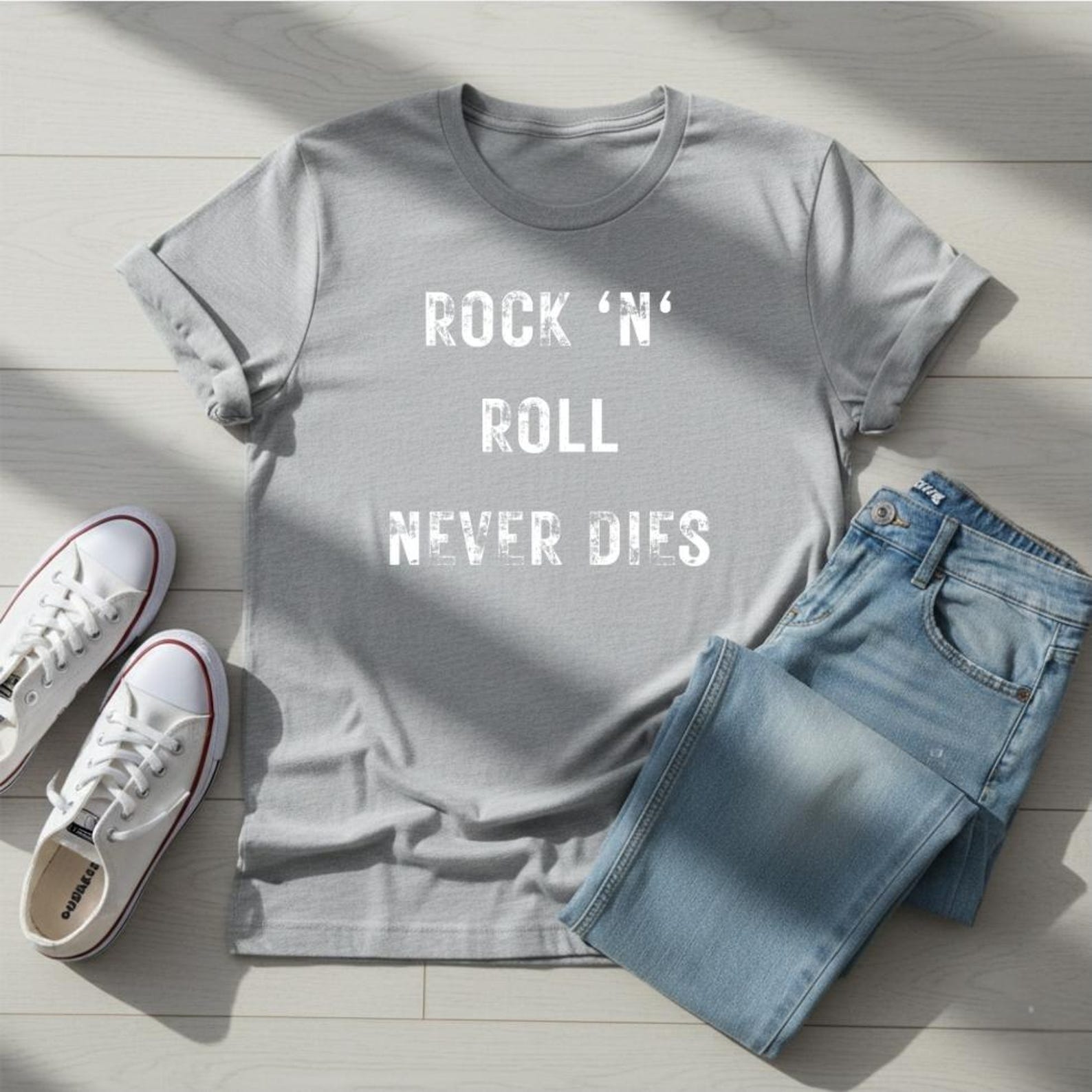 Rock N Roll Never Dies Shirt, Vintage Rock Music T-Shirt, Retro Band Style Tee, Rocker Graphic Shirt, Music Lover Gift 2XL