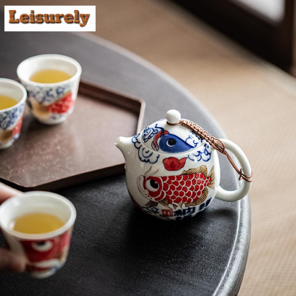 150ml Chinese Dragon Fish Teapot Zen Dargon Egg Pot Tea Soaking Kettle with Ball Hole Kung Fu Tea Tea Items Supplies Decoration