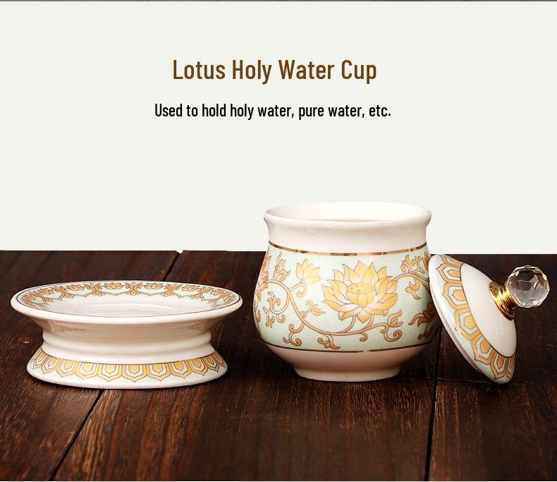 White Marble Buddhist Offering Set: Water Cup, Fruit Plate & Incense Burner.