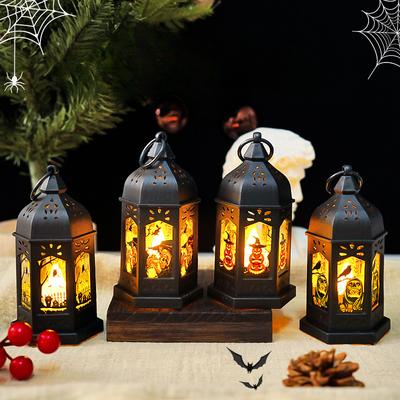 Dekorative Kürbislaterne Kerzenlampe Retro Kerzenständer Party Atmosphärenlicht Tischornament