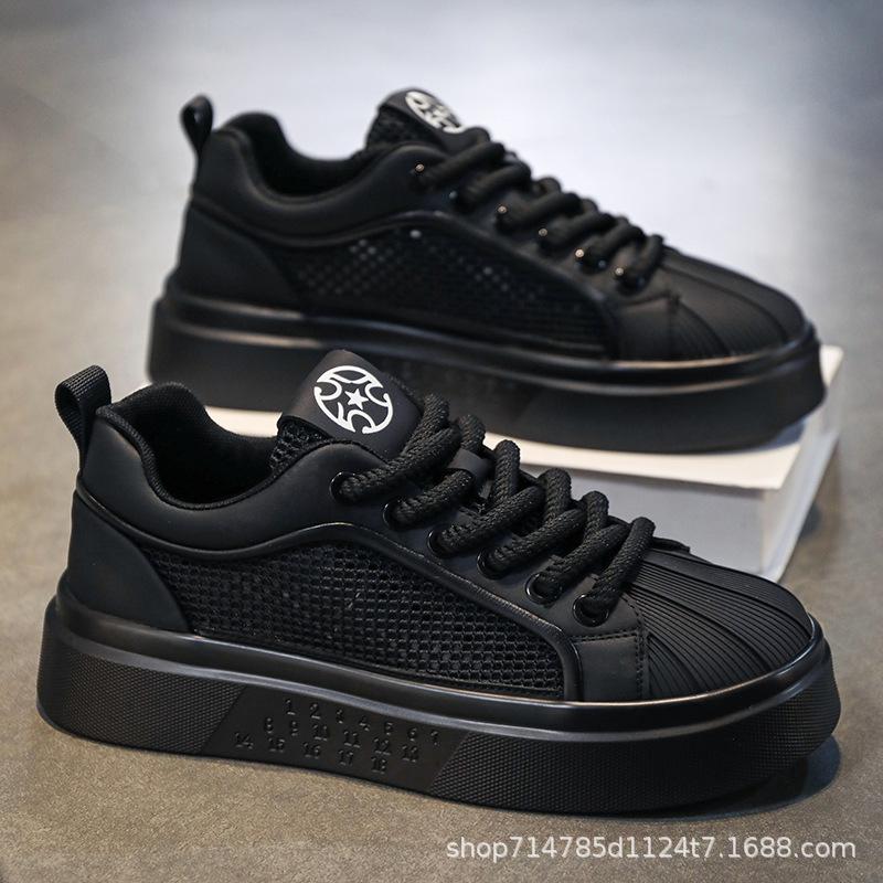 Little White Shoes Men's New Summer Mesh Breathable Thin Mesh Shoes Youth Sports Leisure Shell Head Board Shoes