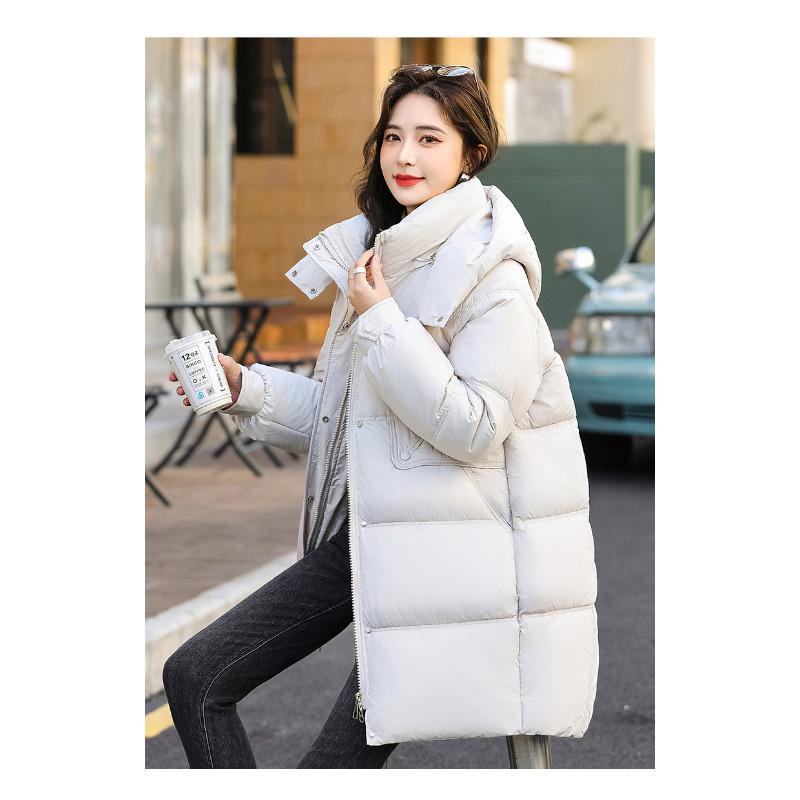 

Зимняя теплая утолщенная женская куртка средней длины свободного кроя, утолщенная, ветрозащитная, для улицы, пуховая хлопковая одежда M