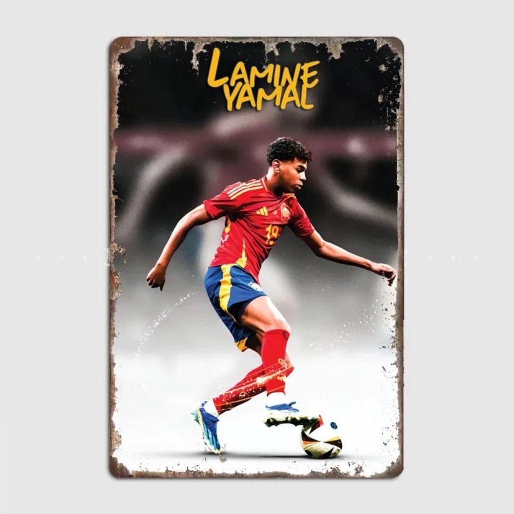 Lamine Yamal Retro Metal Poster Minimalist Club Home Wall Decor
