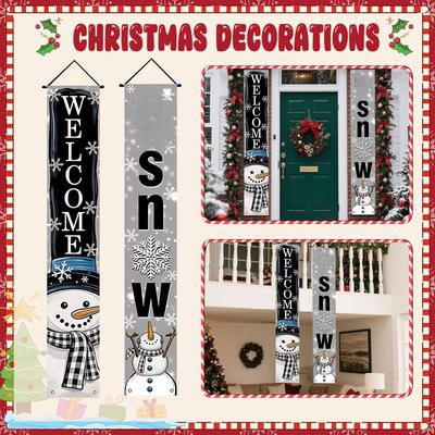 Christmas Curtain Decoration Door Hanging Painting Hanging Flag Decoration