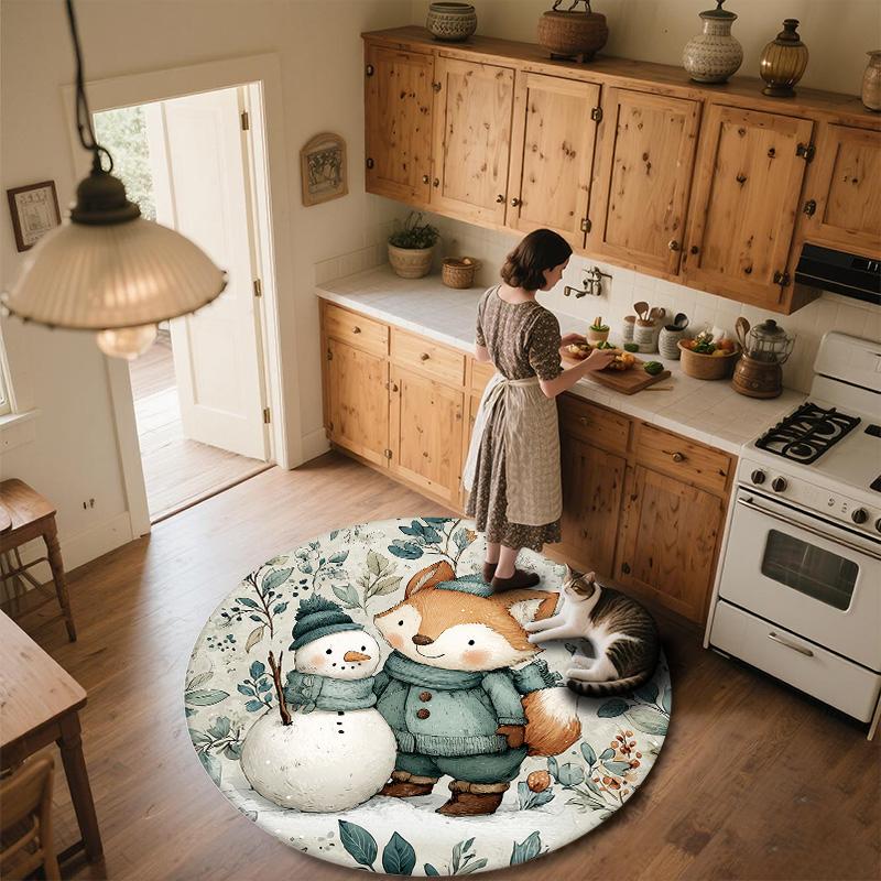 Blatt Tiere,Runder Teppich,Teppich für Wohnzimmer Schlafzimmer Sofa Spielzimmer Dekor,Rutschfeste Fußmatte