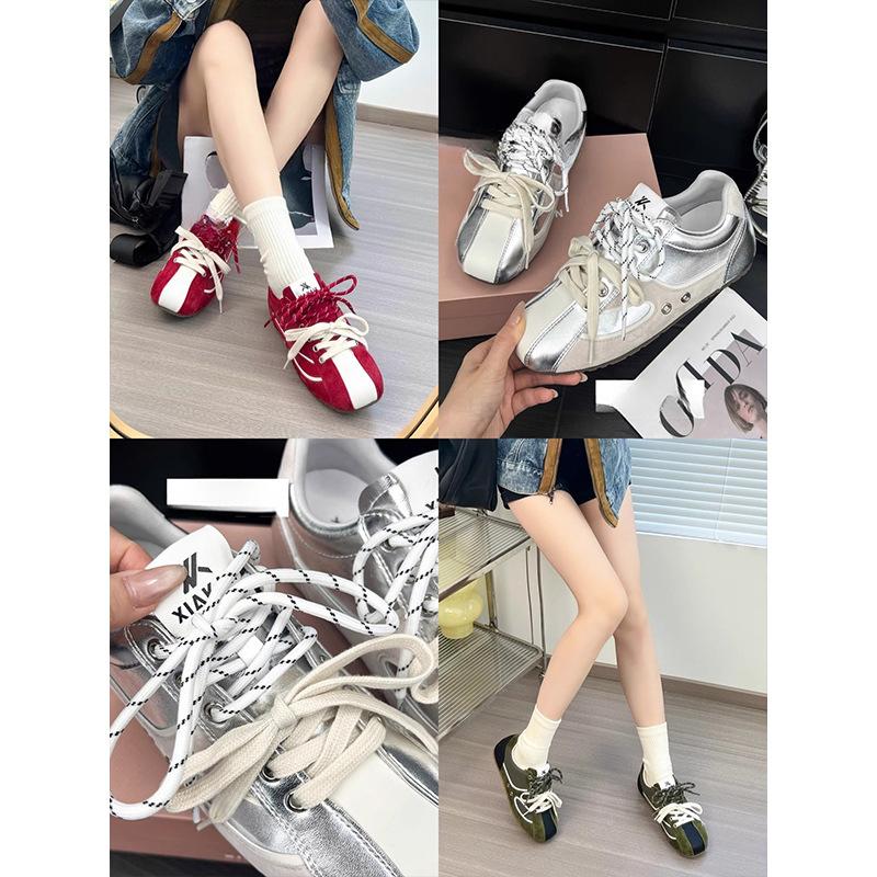 Ballet style inner height increase German training shoes women's 2025 new retro color matching versatile comfortable sports and leisure Forrest Gump