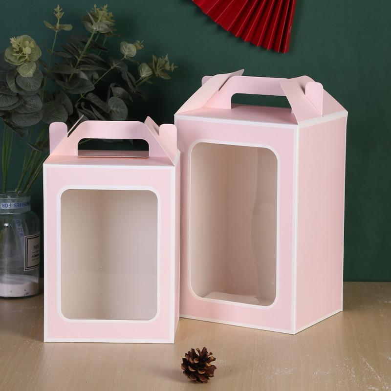 Tote Bags Gift Boxes Holiday Transparent Window Display Stylish Packaging Gift Kraft Paper Bags
