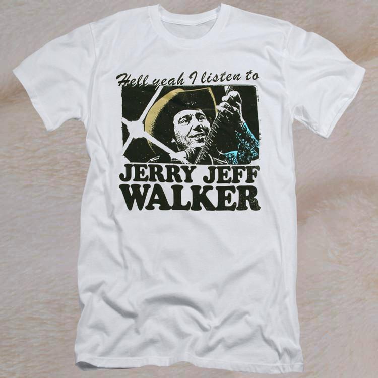 Vintage Jerry Jeff Walker Hell Yeah I Listen To 90s White Full T-Shirt Unisex T-Shirt S