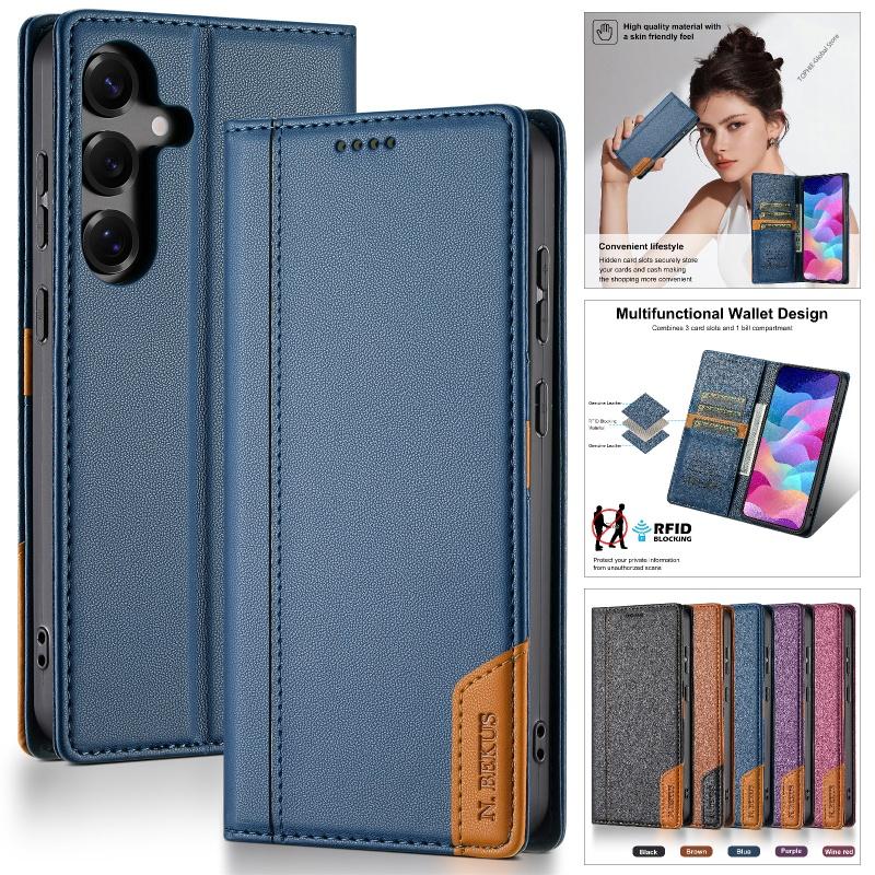Magnetische Diebstahlschutz-Bürsten-Leder-Brieftasche für Samsung Galaxy A17 A56 A36 A16 A55 A35 A15 A54 A34 A14 A13 A53 Note 20 Hülle