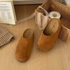 Popular Brown Retro Thick-bottomed Bag Head Dragging Women's Outer Wear 2025 New Autumn Skirt Non-slip Birken Half Slippers