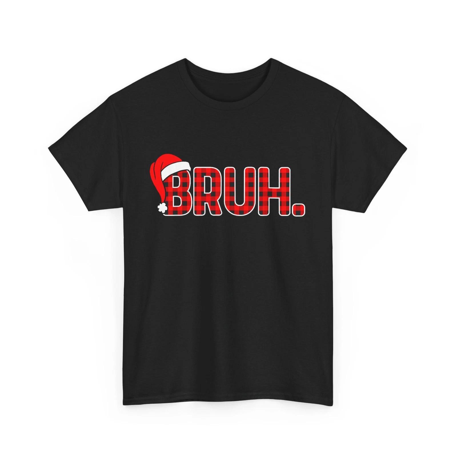 Bruh Funny Christmas Plaid Teens Boys Kids Xmas Pajamas T-Shirt M
