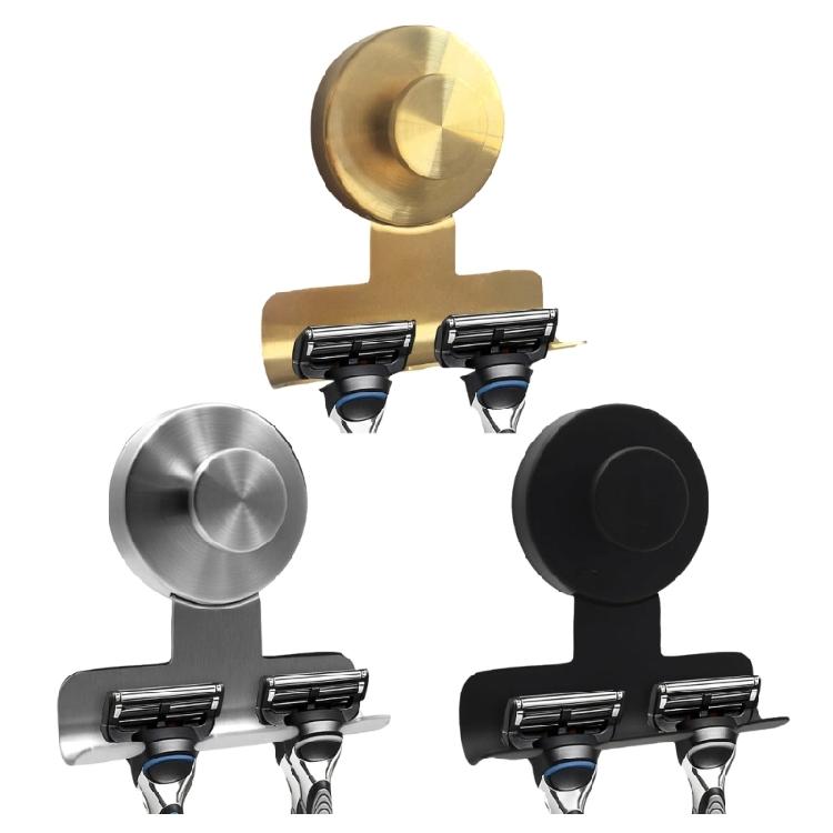 Stainless Steel Shower Shelf With Multi Hook Designs Space Saving Suction Cup Razors and Shaver Holder