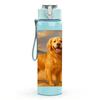1PC Golden Retriever Beach Scene Print 750ml Color Plastic Sports Water Bottle Leakproof Flip Straw Lid Suitable for Sports Office Home Use