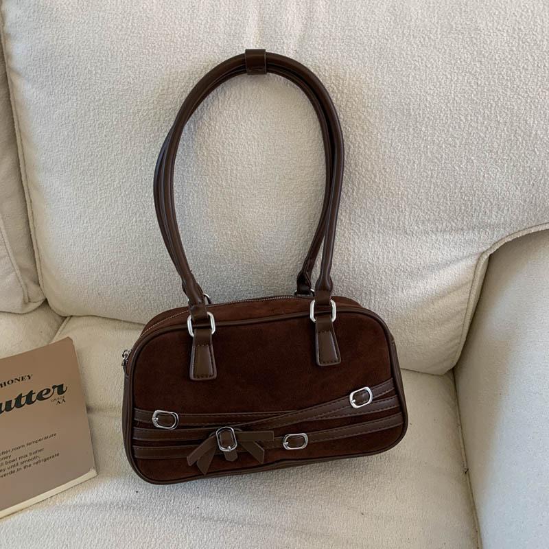 Vintage niche suede bag women's 2025 new fashion super fire shoulder armpit bag commuter portable pillow bag