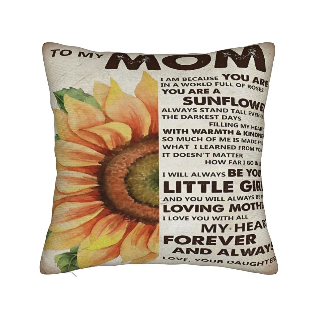 I Love You Mom Square Pillowcases Polyester Car Mother's Day  Cushion Case Funny Decor Pillowcase 45*45