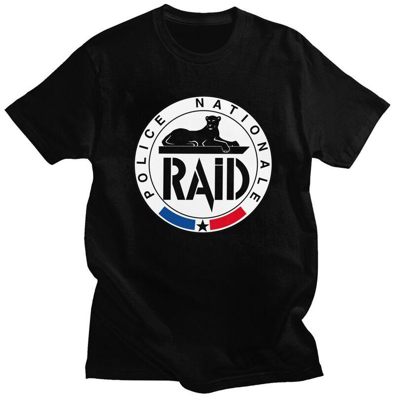 Cooles Frankreich RAID Französische Polizei T-Shirt Herren Kurzarm 100% Baumwolle T-Shirt Lässige Tees T-Shirts XXXL white