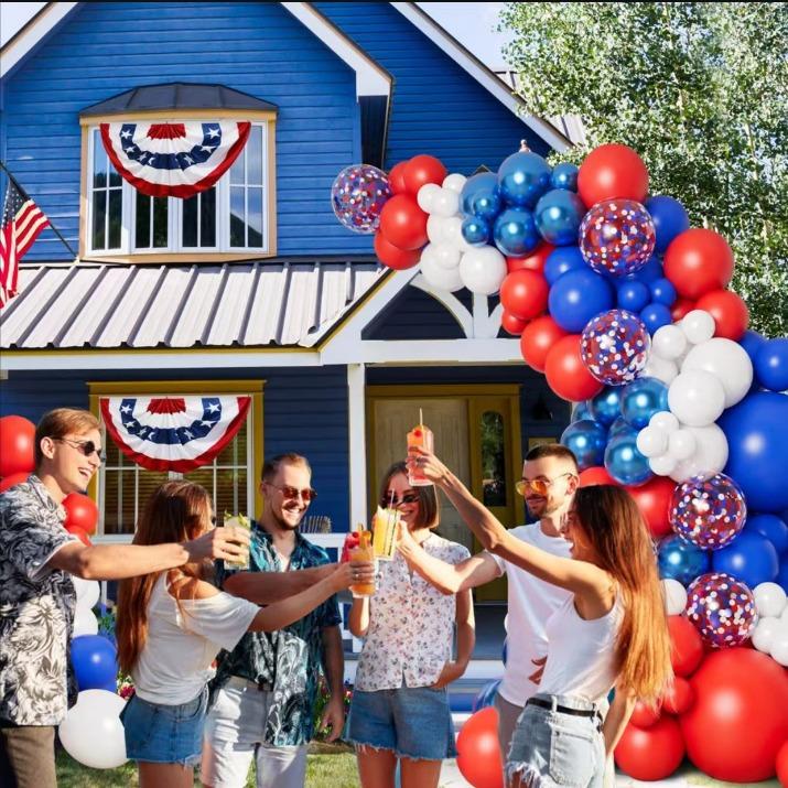 Red, White And Blue Balloon Garland Arch Chain Set Sailing Birthday Party Independence Day Scene Decoration