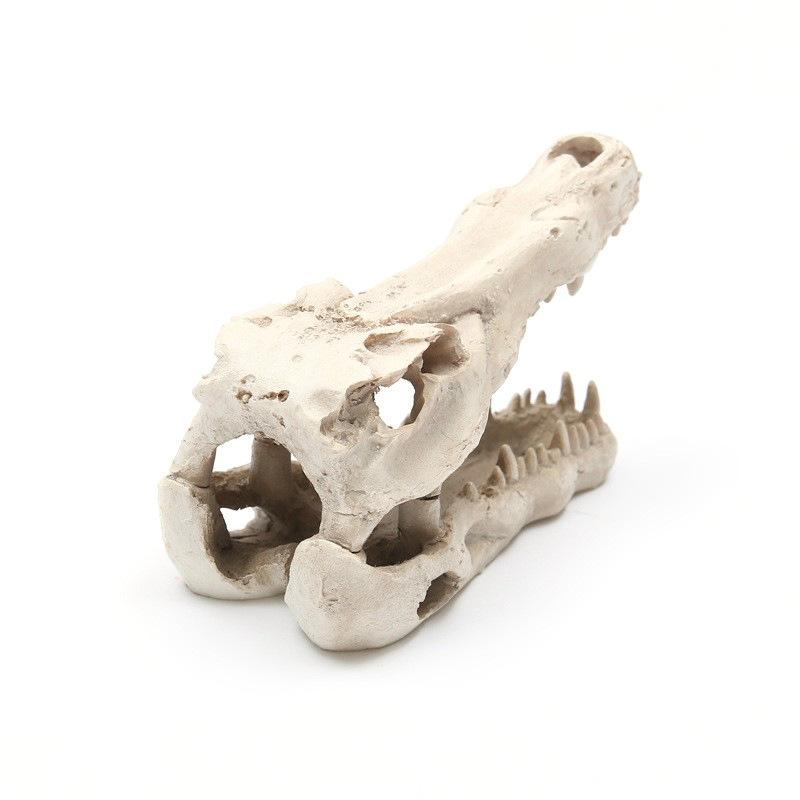 Resin Crocodile Skull Hideout Ornament Reptile Shelter Fish Tank Aquarium Landscaping Decor Aquatic Terrarium