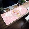 Anime Cardcaptor Mauspads Groß Rutschfest Gaming Schreibtischmatte Laptop Tastaturablage Büro Student PC Rosa HD-Druck Schwarz