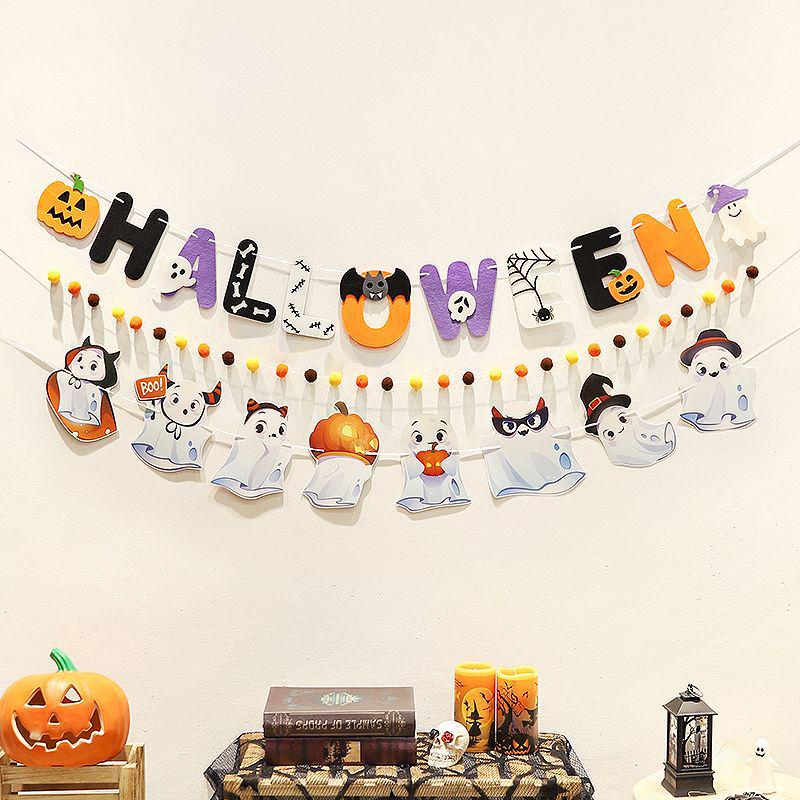 Halloween Hanging Decor: Flags, Flowers, and Ornaments for a Spooky Atmosphere