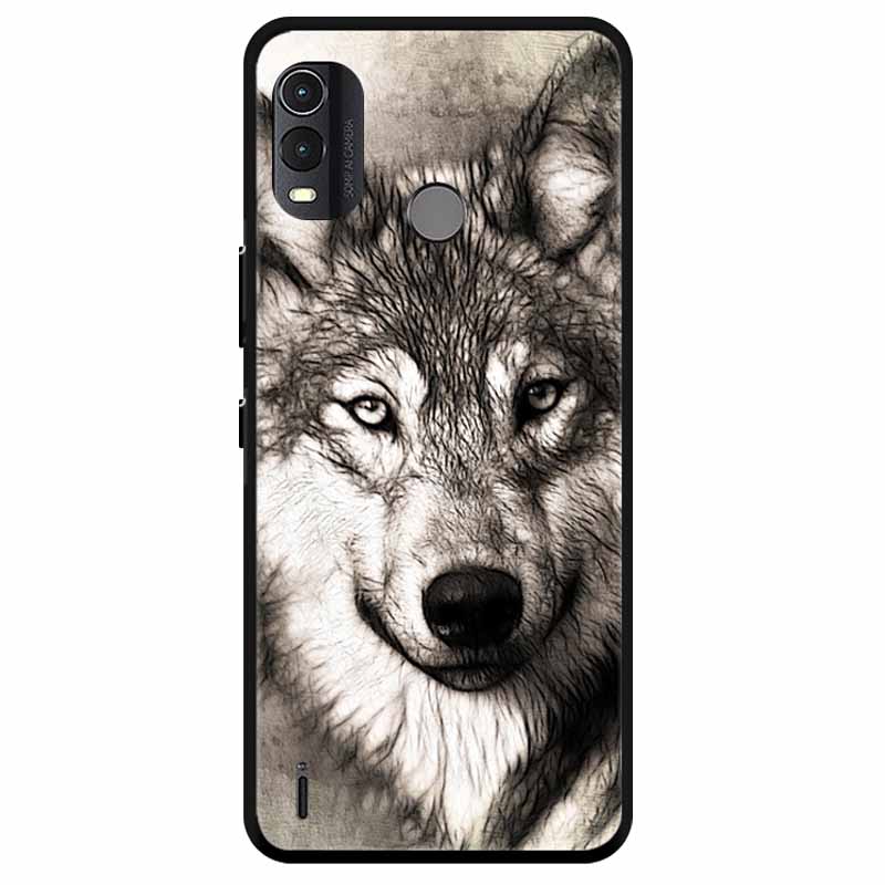 Soft Silicone Cover For Nokia C22 Case 2023 TPU Wolf Lion Painted Black Phone Coque for Nokia C22 C 22 4G Black For NokiaC22