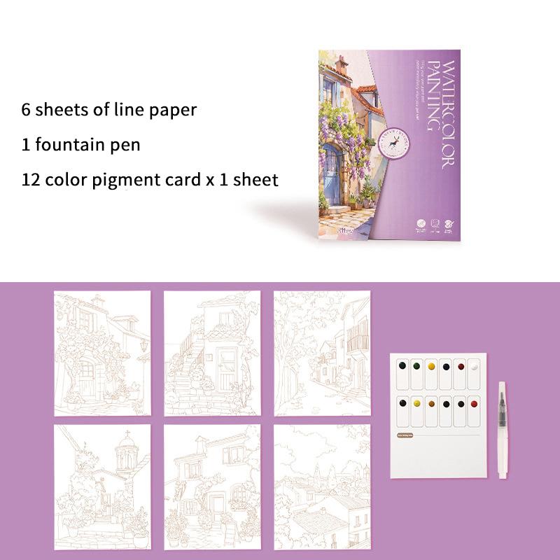 

1 Набор Креативный набор для акварельной живописи с 12-цветной твердой краской, раскраска для снятия стресса у детей, набор для акварели для искусства родителей и детей