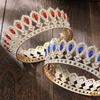 Coroas de Desfile Barrocas com Strass Coroas de Bolo de Cristal de Luxo Peças de Cabeça para Noivas Tiara Redonda de Rainha Princesa